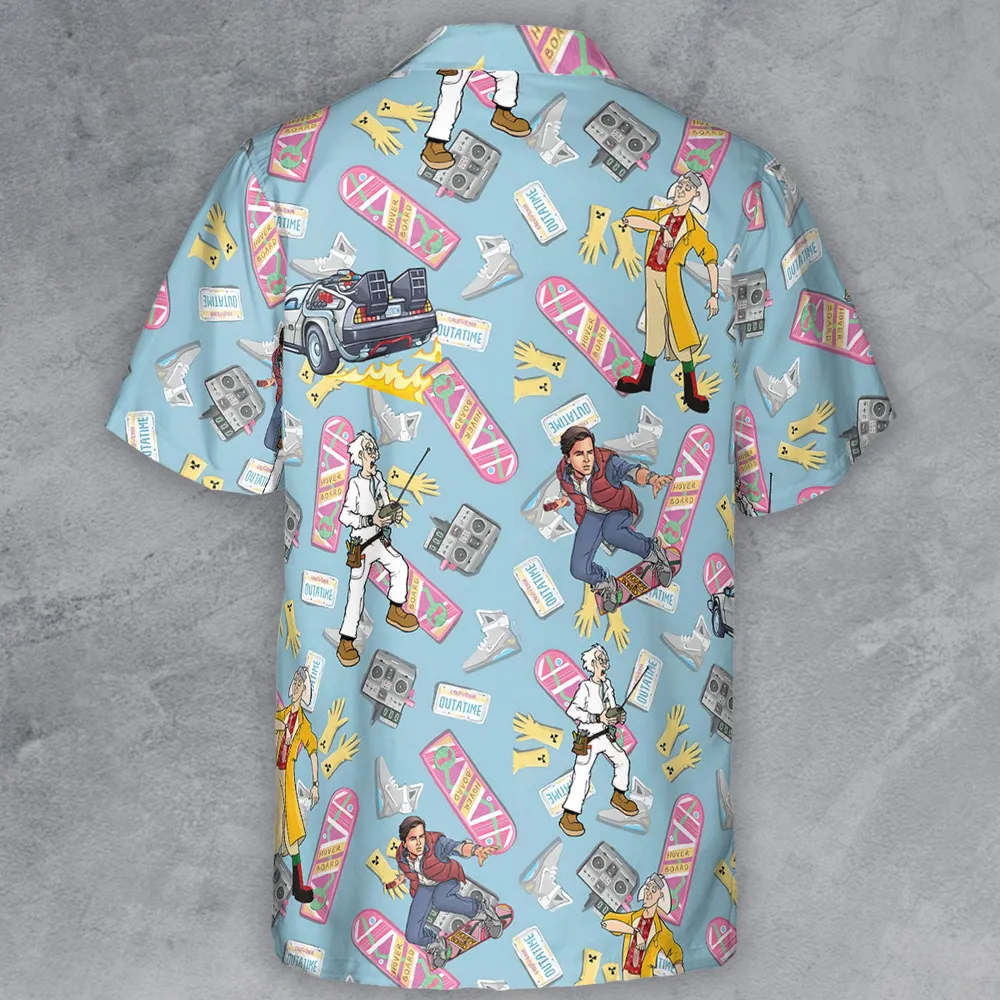 Marty McFly Dr. Emmett Brown Back To The Future Button Down Shirt - 3