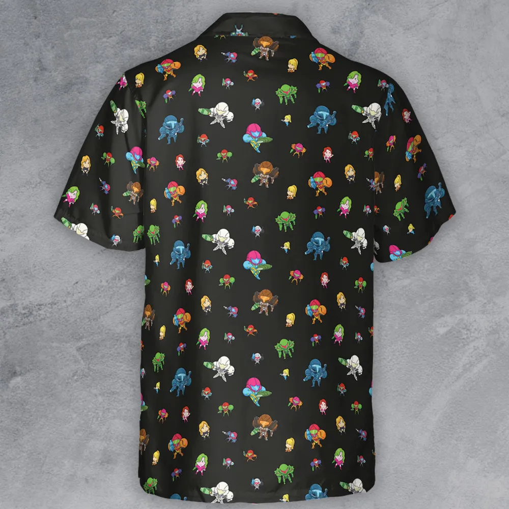 Metroid Pattern Button Down Shirt - 3