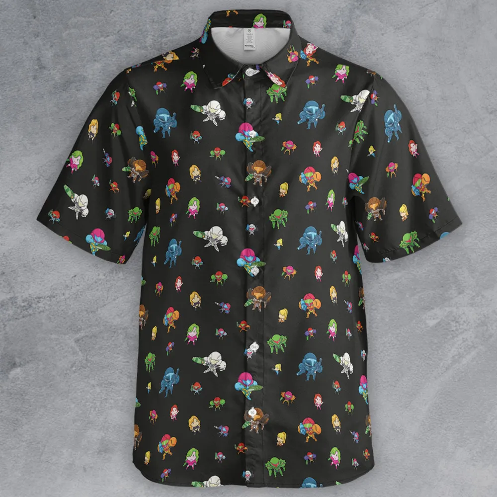Metroid Pattern Button Down Shirt - 2