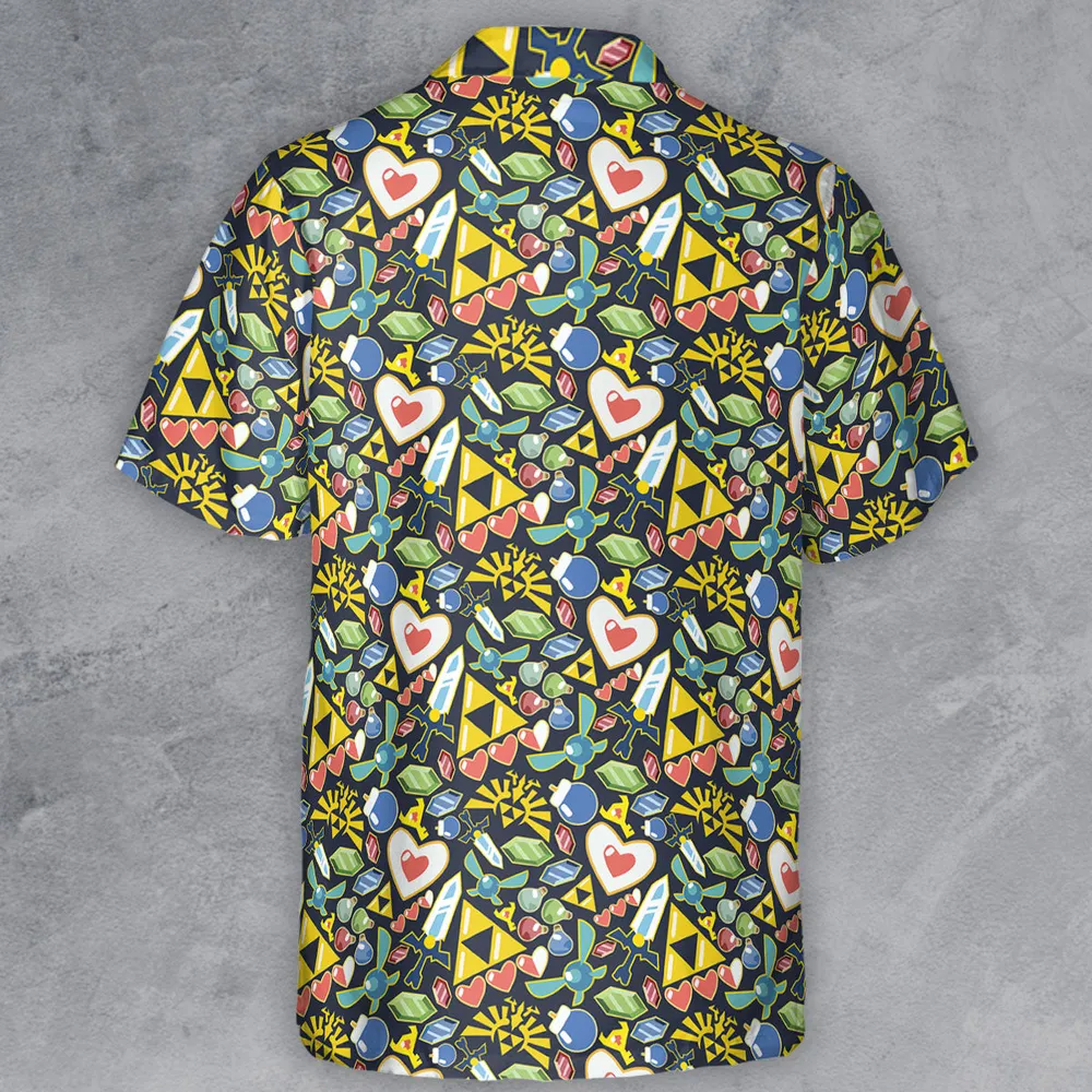 Zelda Theme Items Button Down Shirt - 3