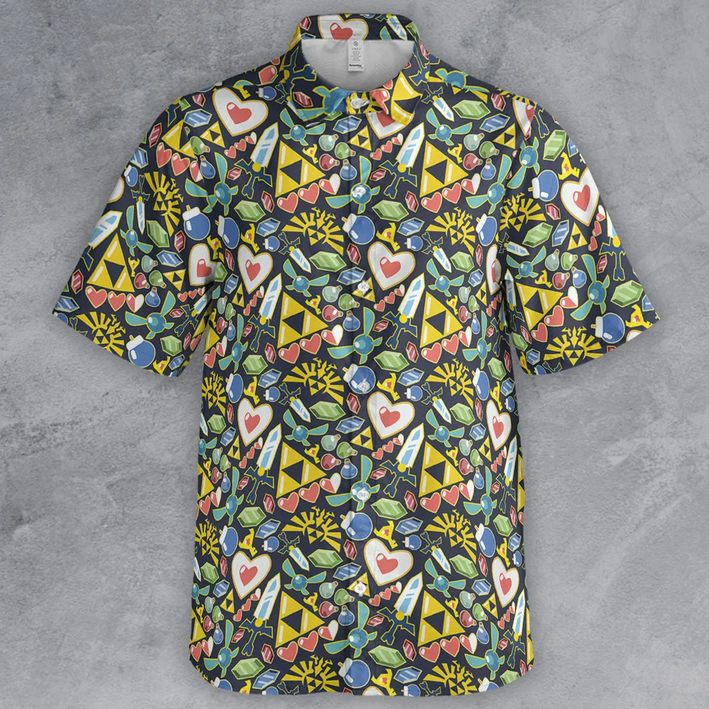 Zelda Theme Items Button Down Shirt - 2