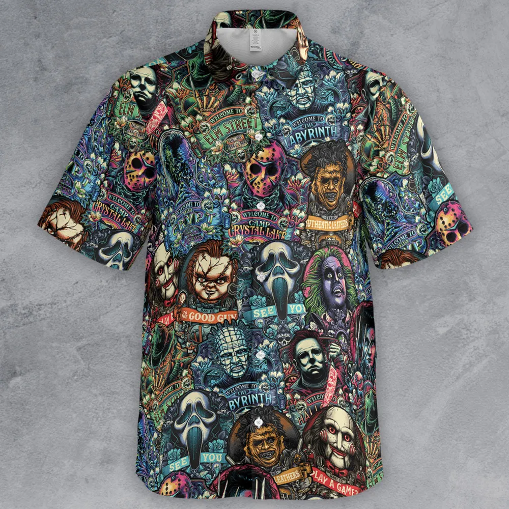 Horror Movie Characters Pattern Button Down Shirt - 2