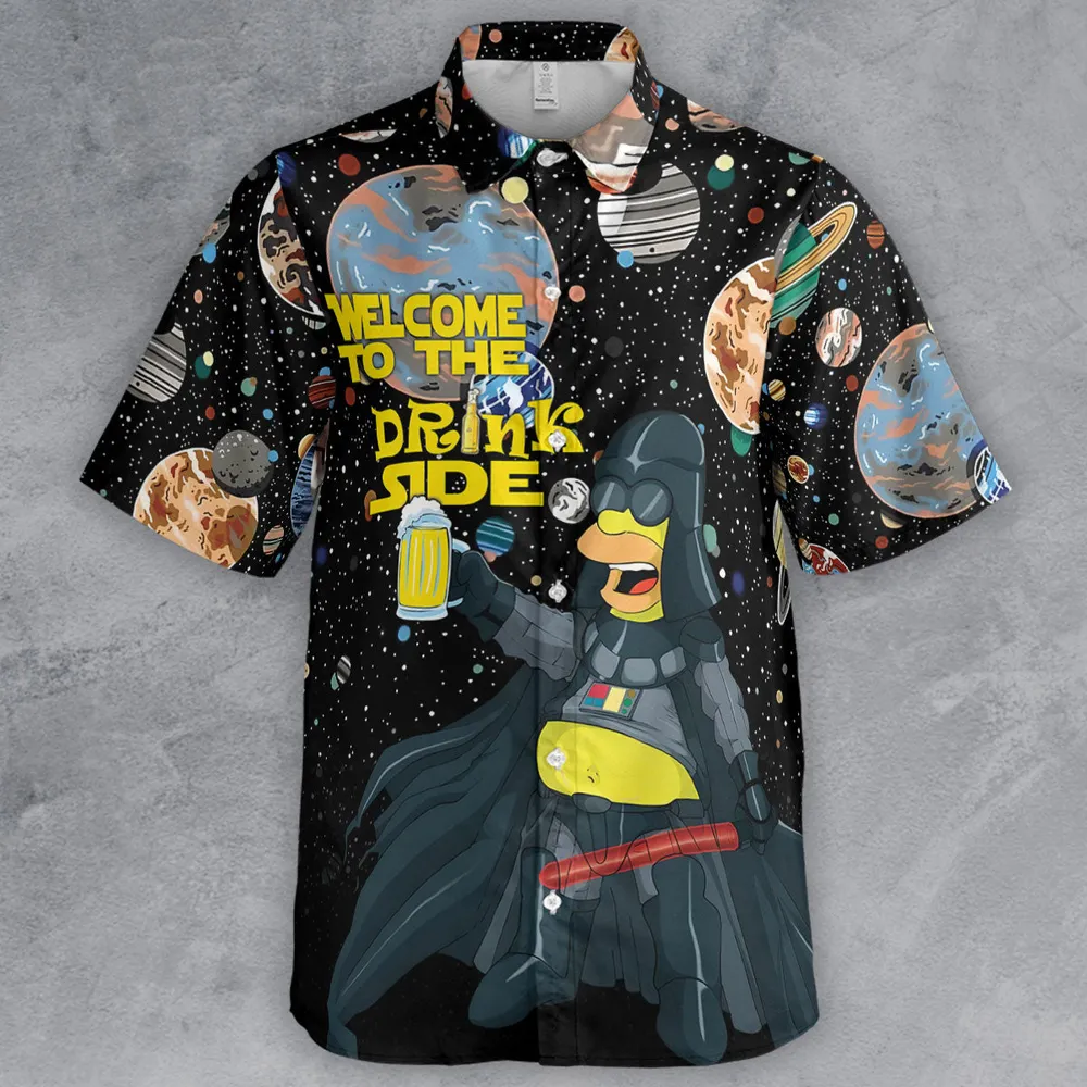 Simpson Darth Vader Welcome To The Drink Side Button Down Shirt - 2