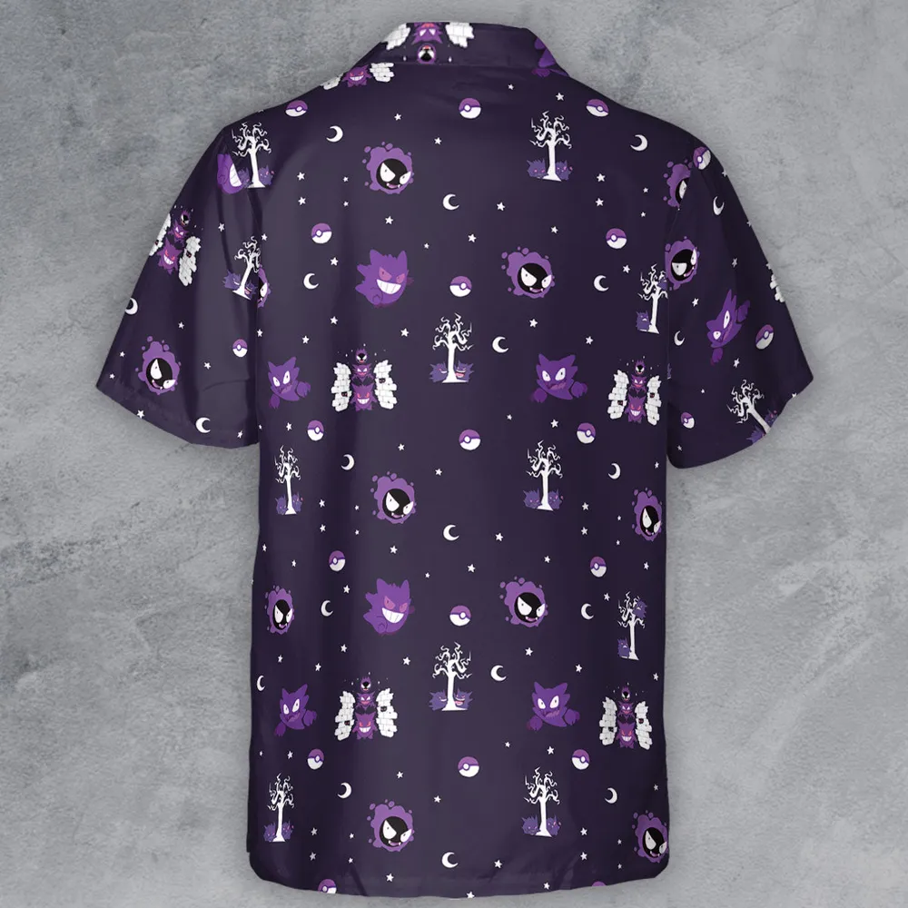 Gengar Pokemon Pattern Button Down Shirt - 3