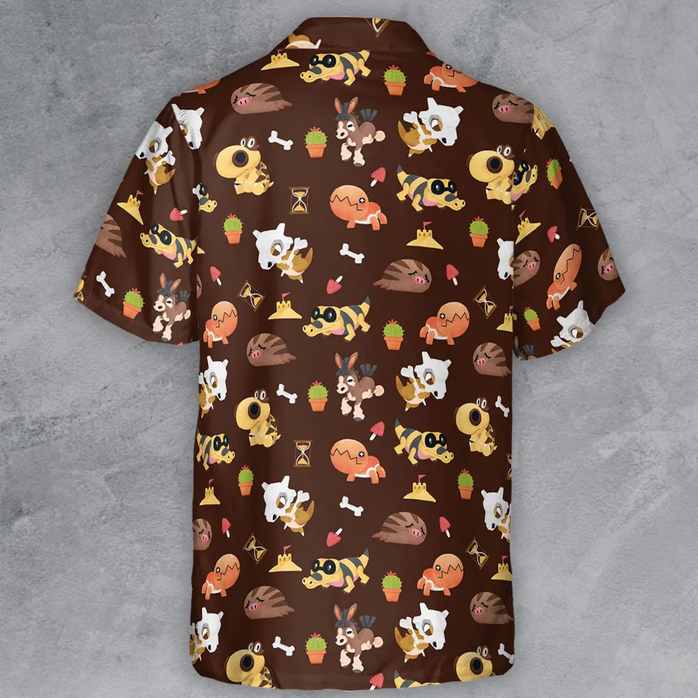 Ground Type Pokemon Pattern Button Down Shirt - 3