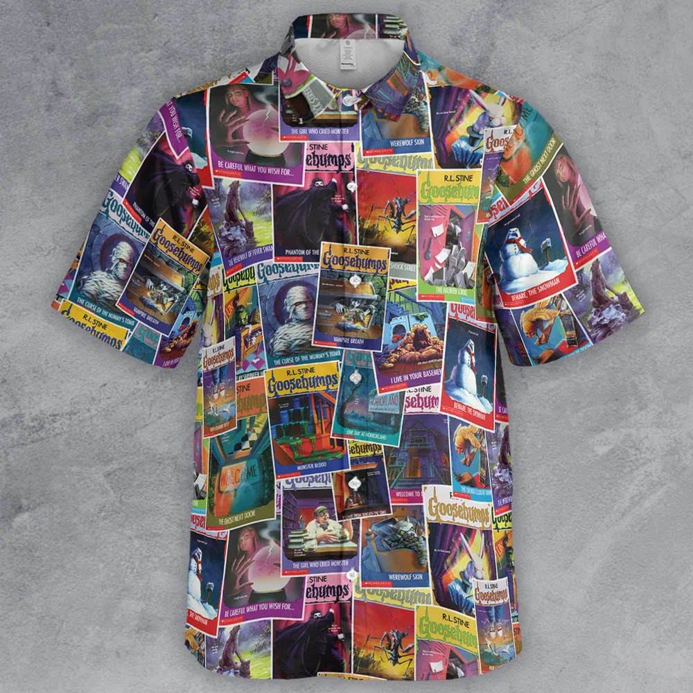 Goosebumps Monster Collage Pattern Button Down Shirt - 2