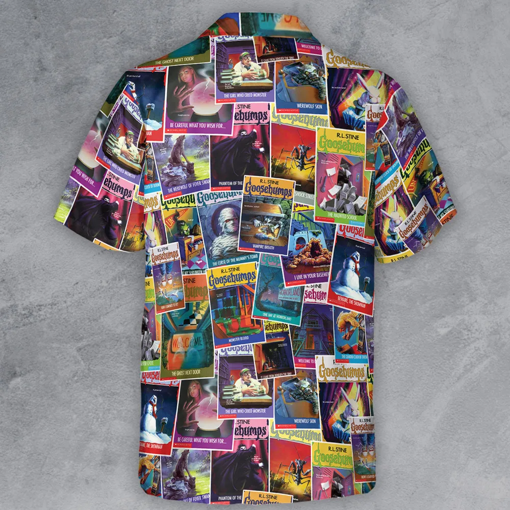 Goosebumps Monster Collage Pattern Button Down Shirt - 3