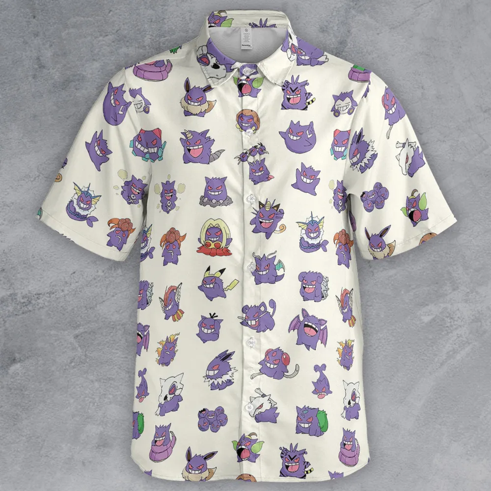 Gengar Cosplay Pokemon Button Down Shirt - 2