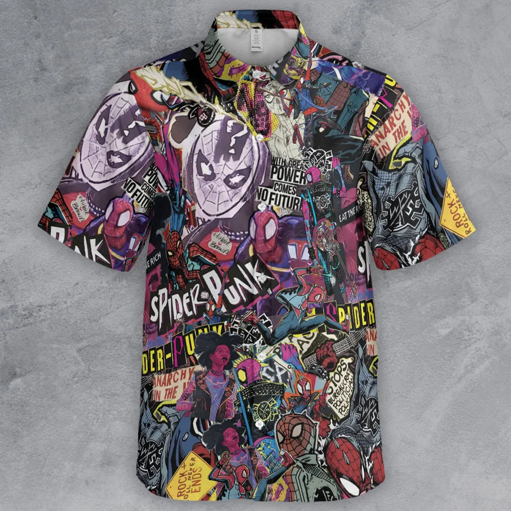 Spider-Punk Get Punked Across Spider-Verse Button Down Shirt - 2