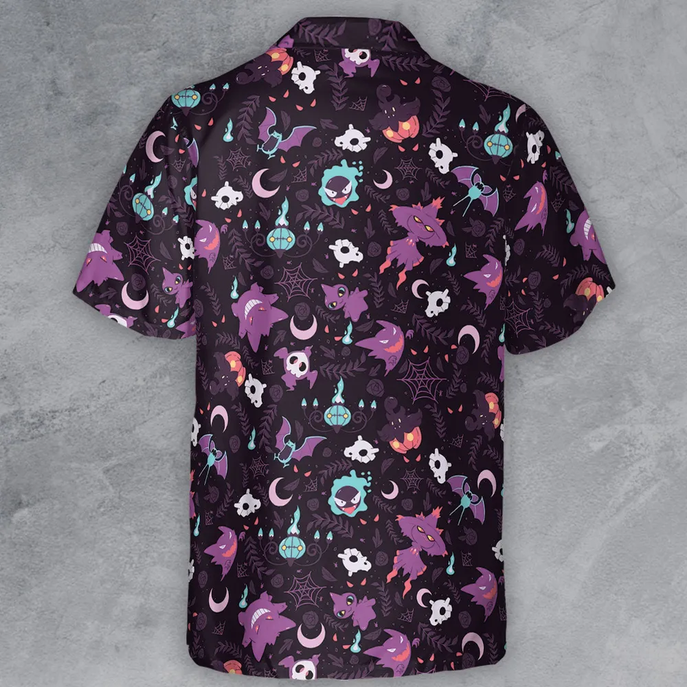 Lavender Town Pokemon Pattern Button Down Shirt - 3