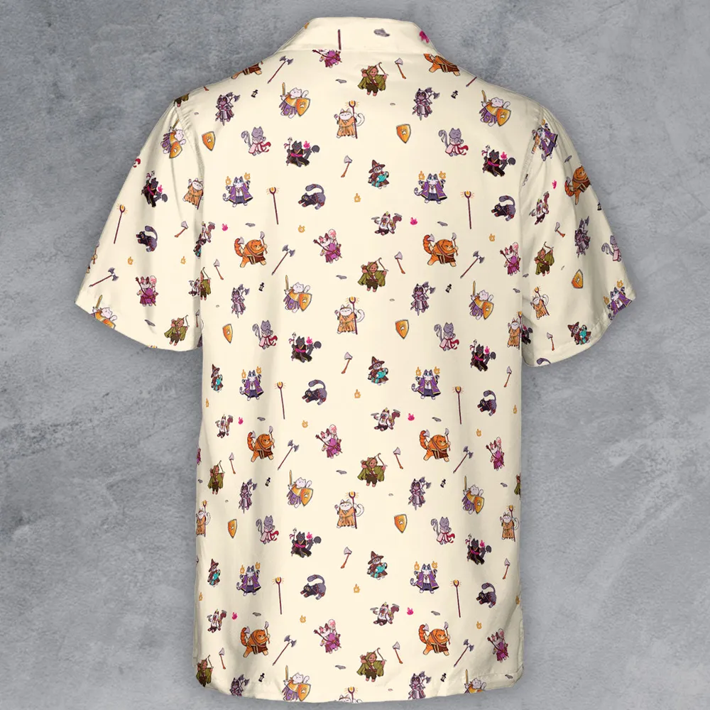 Cats In DnD Pattern Button Down Shirt - 3