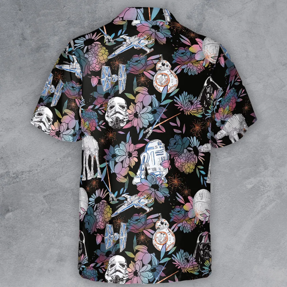 Floral Wars Dark Side Star Wars Pattern Button Down Shirt - 3