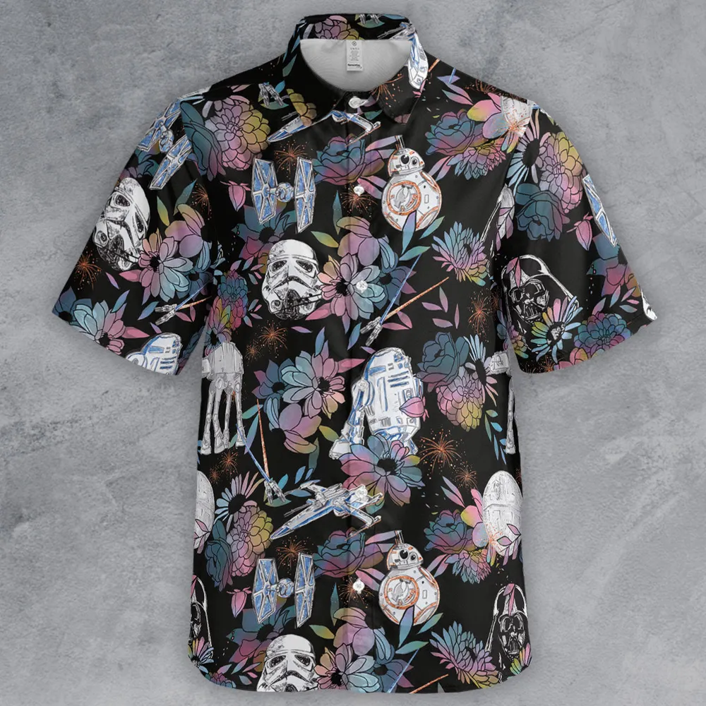 Floral Wars Dark Side Star Wars Pattern Button Down Shirt - 2