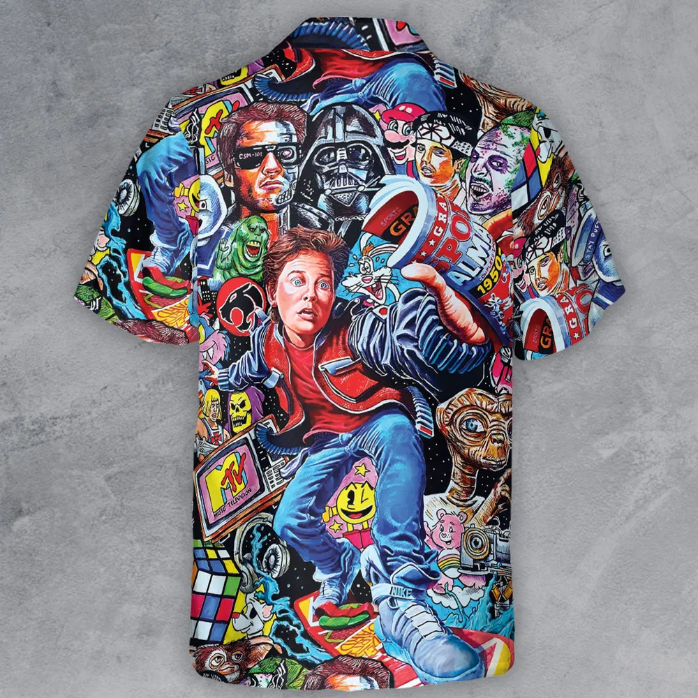 Back To The 80s Pop Culture 80s Movies Characters Button Down Shirt - 3