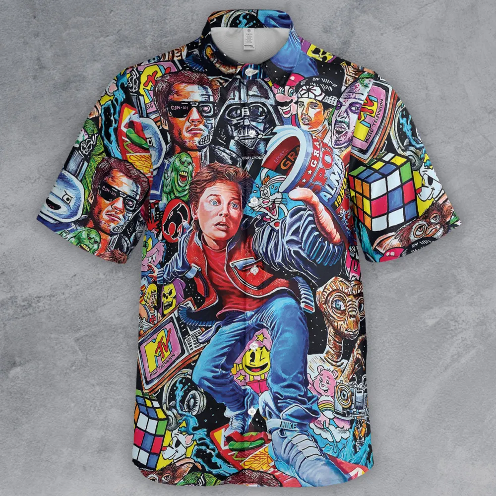 Back To The 80s Pop Culture 80s Movies Characters Button Down Shirt - 2