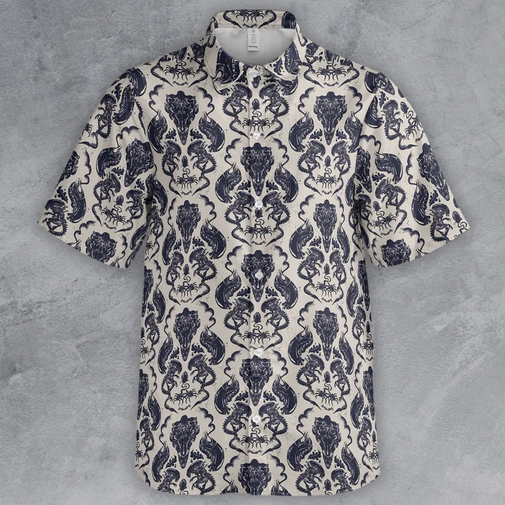Alien Xenomorph Pattern Button Down Shirt - 2