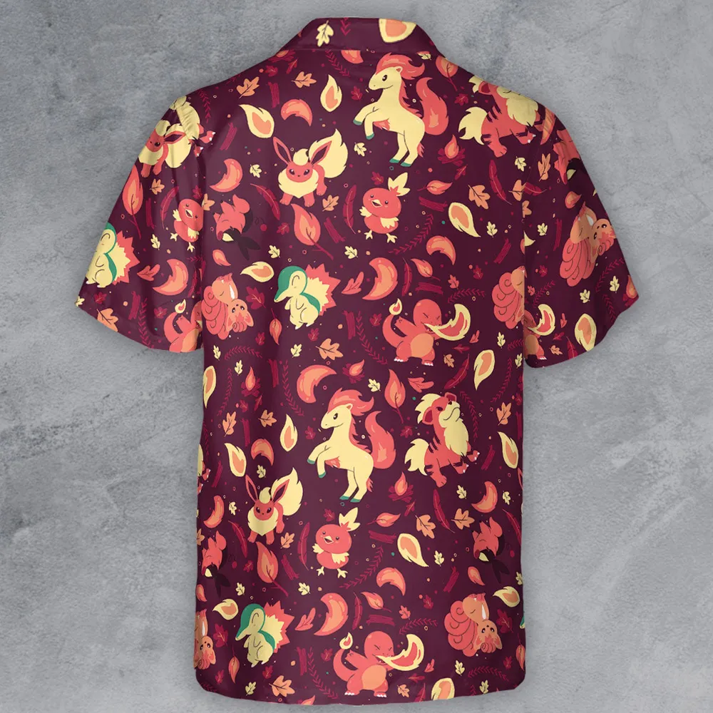 Fire Pokemon Pattern Button Down Shirt - 3