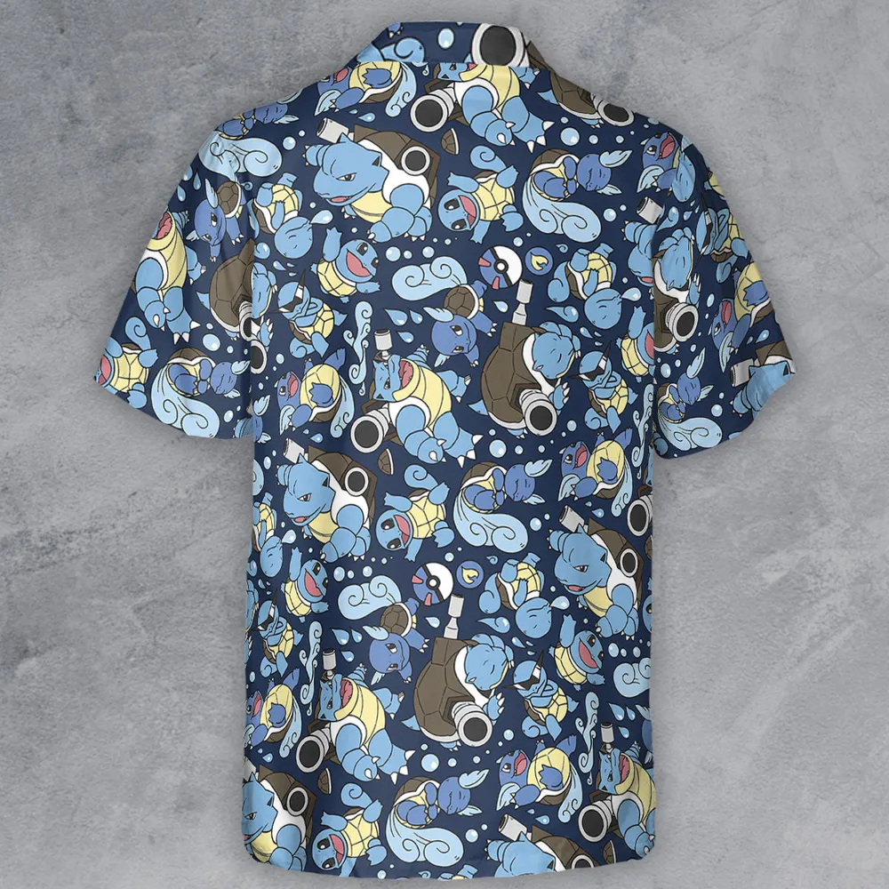 Blastoise Wartortle Squirtle Pokemon Pattern Button Down Shirt - 3