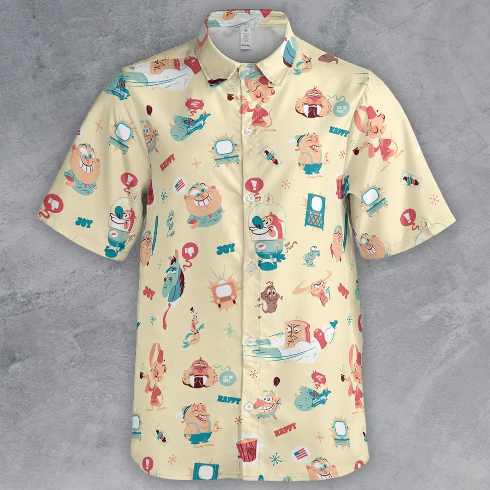 Ren and Stimpy Pattern Button Down Shirt - 2