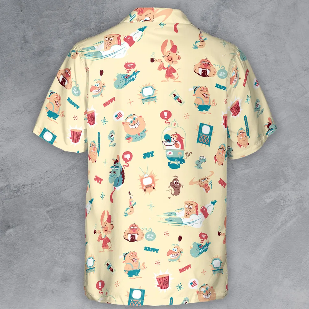 Ren and Stimpy Pattern Button Down Shirt - 3