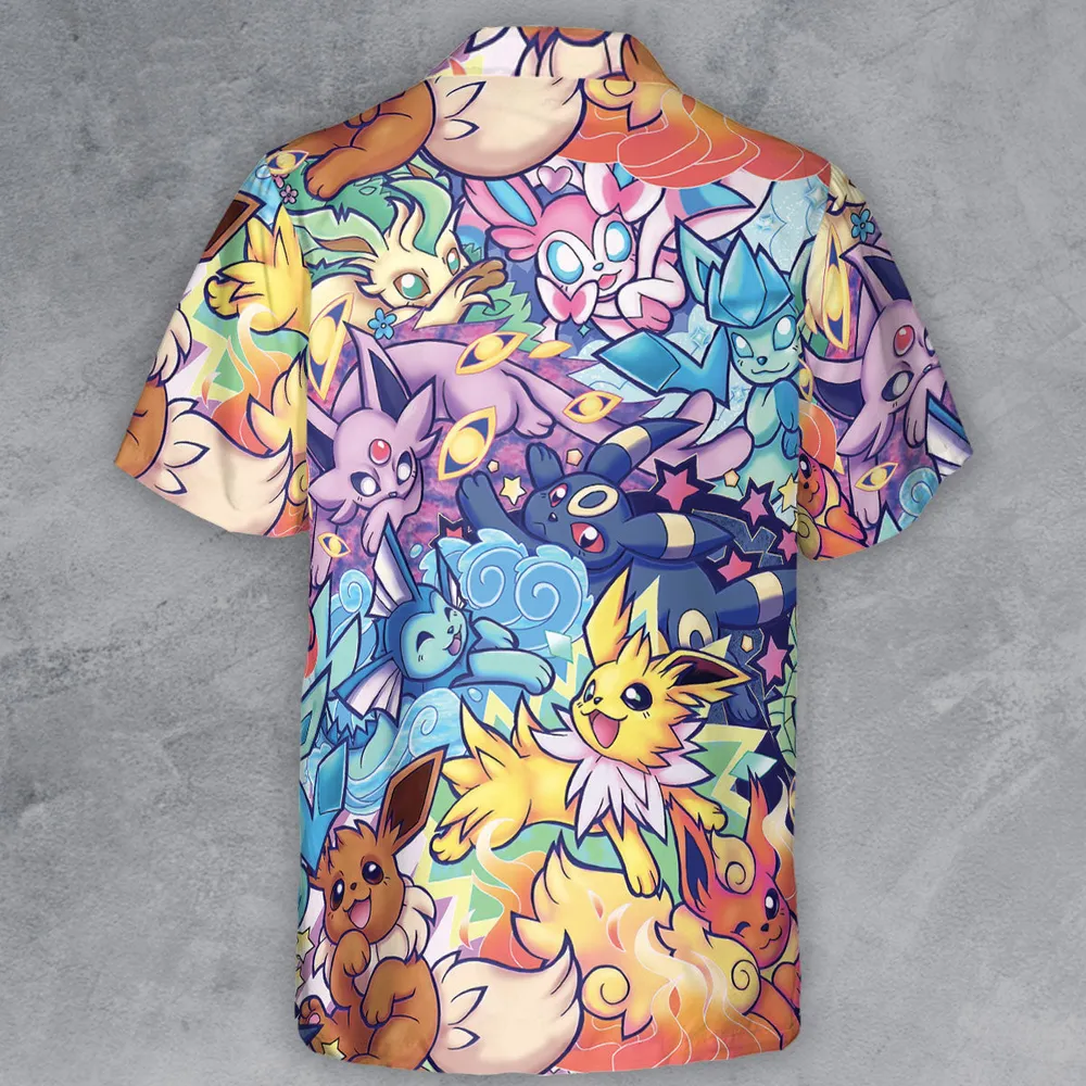 Evolutionary line of Eevee Pokemon Button Down Shirt - 3