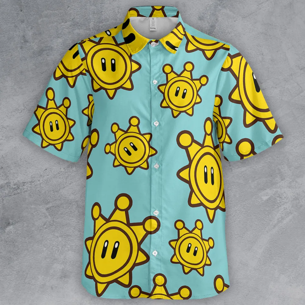 Shine Sprite Super Mario Button Up Button Down Shirt - 2