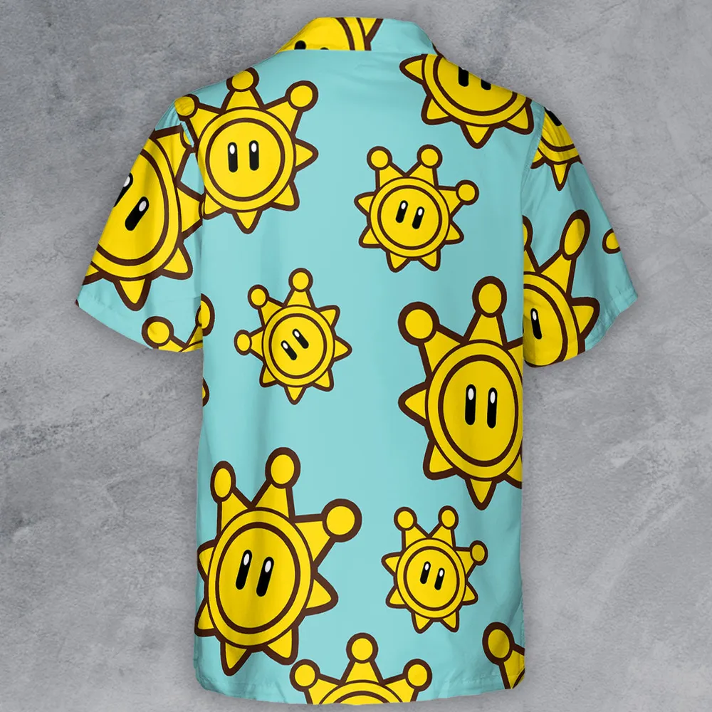 Shine Sprite Super Mario Button Up Button Down Shirt - 3