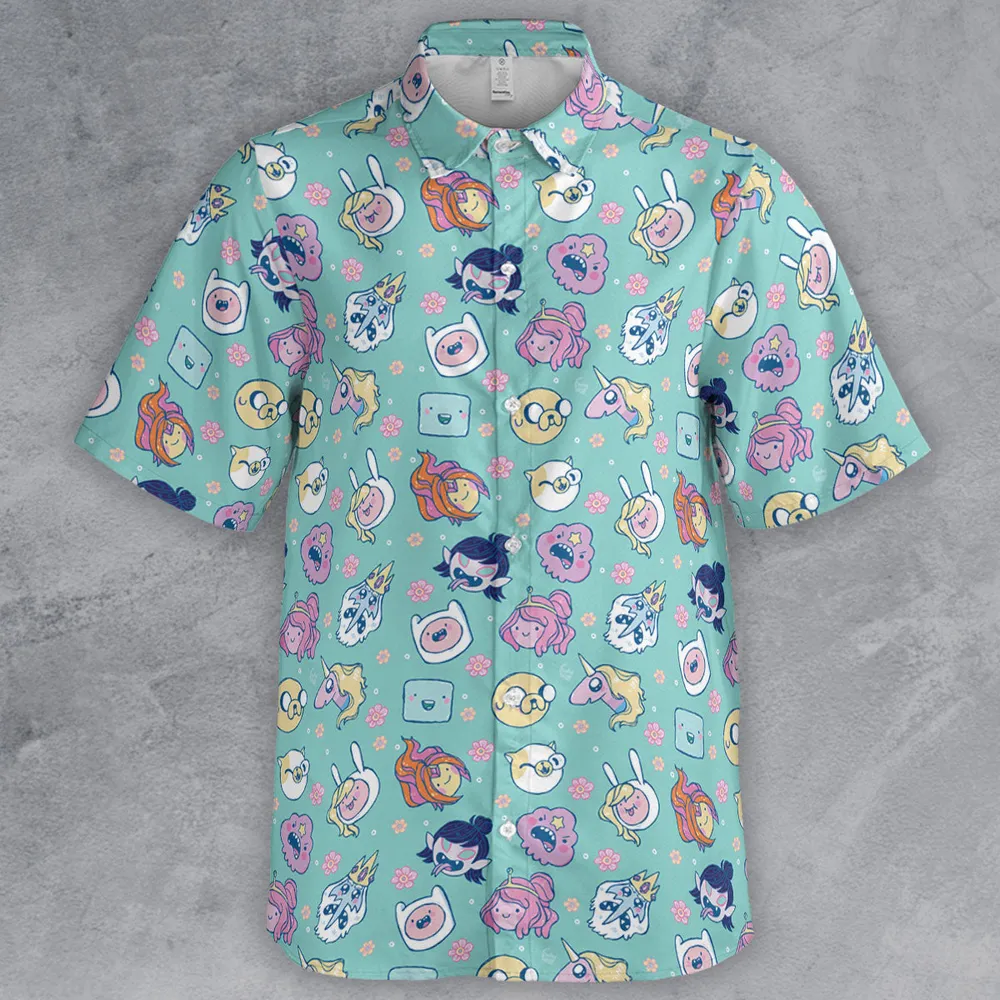 Adventure Time Floral Pattern Button Down Shirt - 2