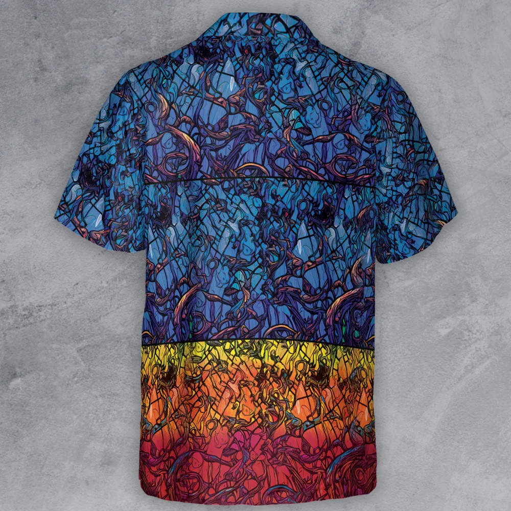 Stained Glass Cthulhu H.P Lovecraft Button Down Shirt - 3
