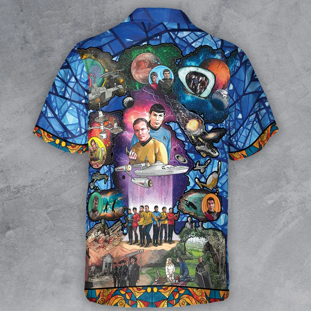 The Beginning Star Trek Pattern Button Down Shirt - 3