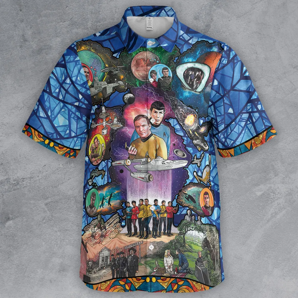 The Beginning Star Trek Pattern Button Down Shirt - 2