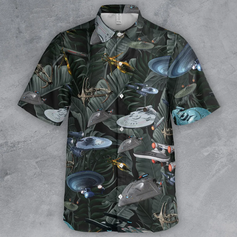 Star Trek Spaceship Pattern Button Down Shirt - 2