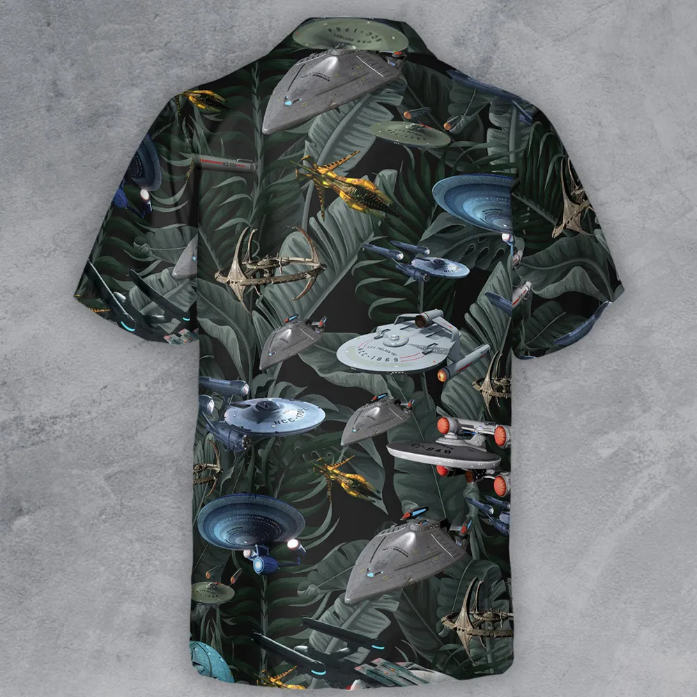 Star Trek Spaceship Pattern Button Down Shirt - 3