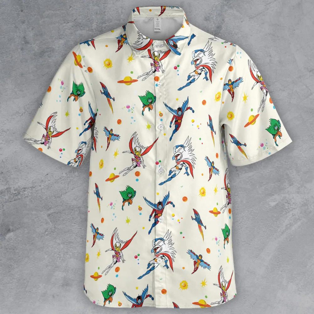 Battle of the Planets Pattern Button Down Shirt - 2