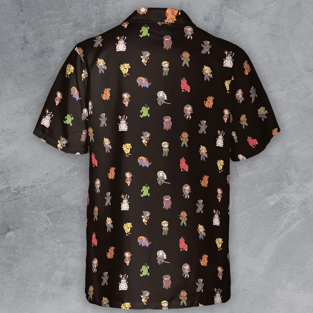 Final Fantasy Characters Pattern Button Down Shirt - 3