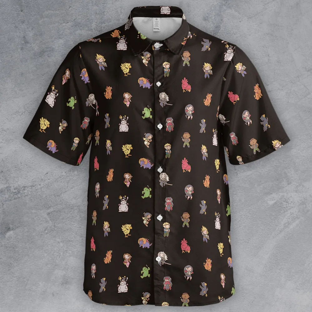 Final Fantasy Characters Pattern Button Down Shirt - 2