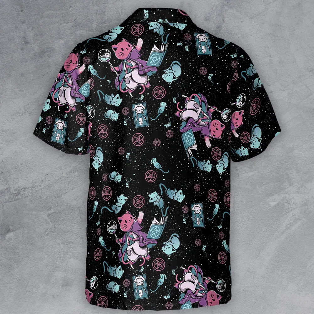 Necromancer Cat Pattern Button Down Shirt - 3