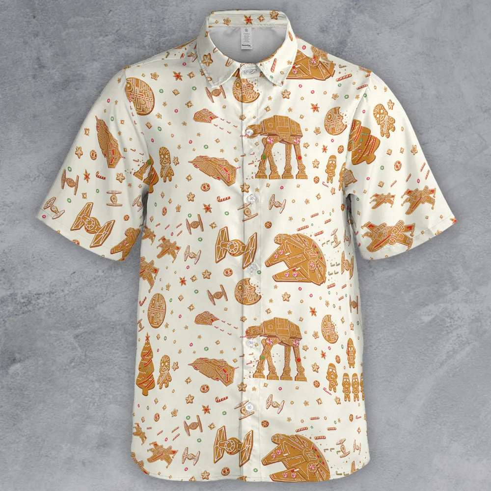 Gingerbread Christmas Star Wars Button Down Shirt - 2