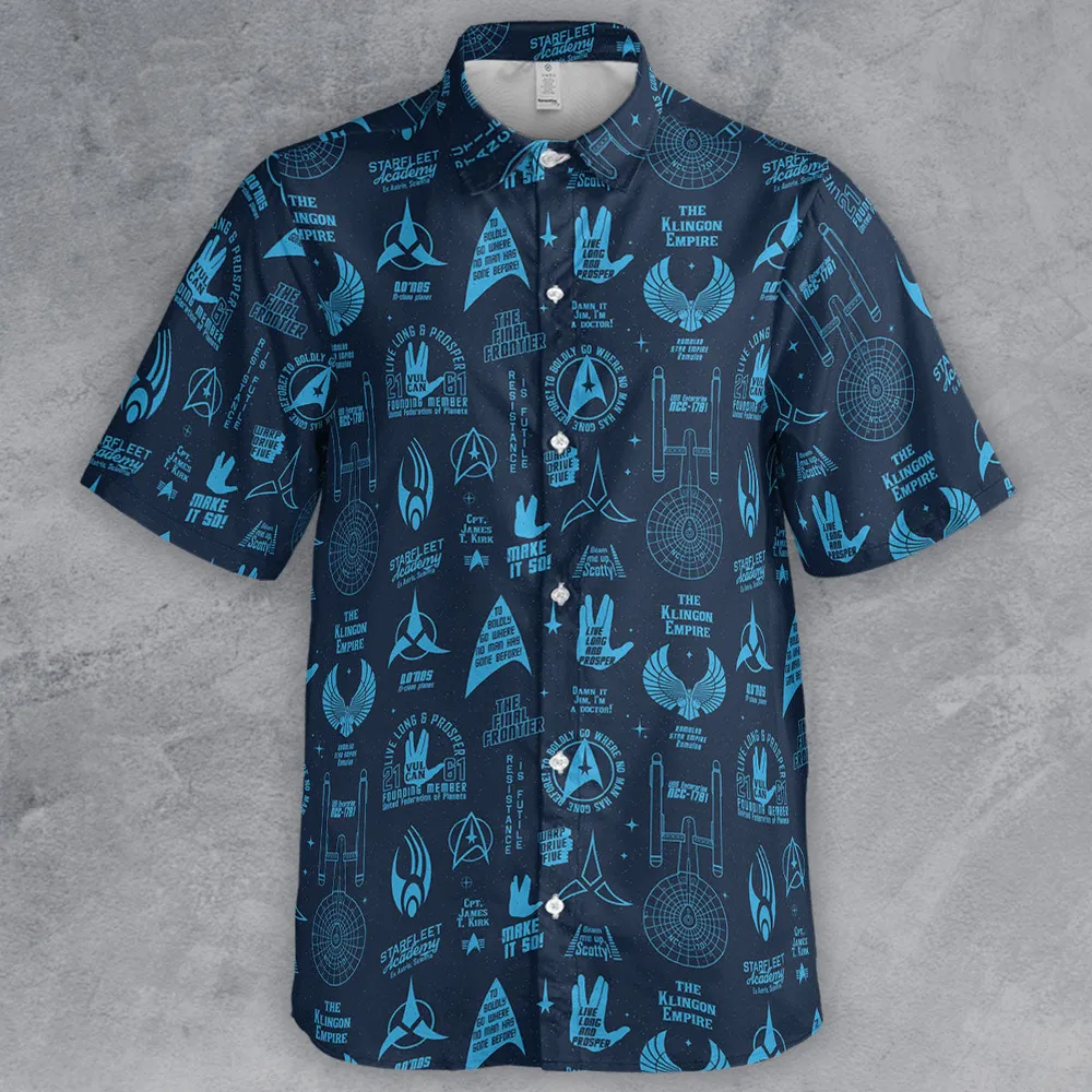 Trekkie Star Trek Pattern Button Down Shirt - 2