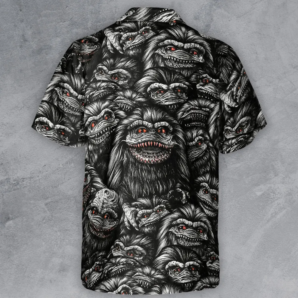 Critters Pattern Halloween Button Down Shirt - 3