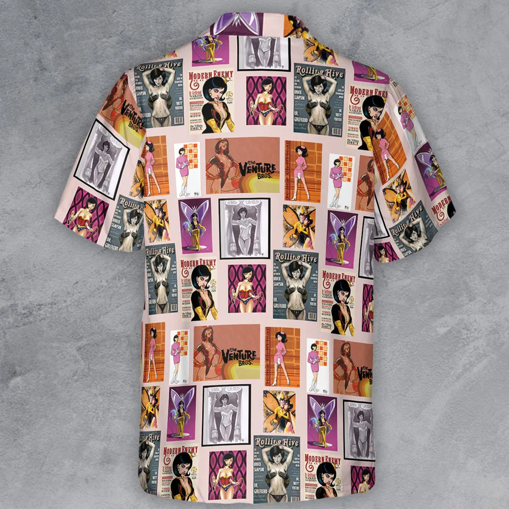 Dr. Mrs. The Monarch The Venture Bros. Magazine Poses Button Down Shirt - 3
