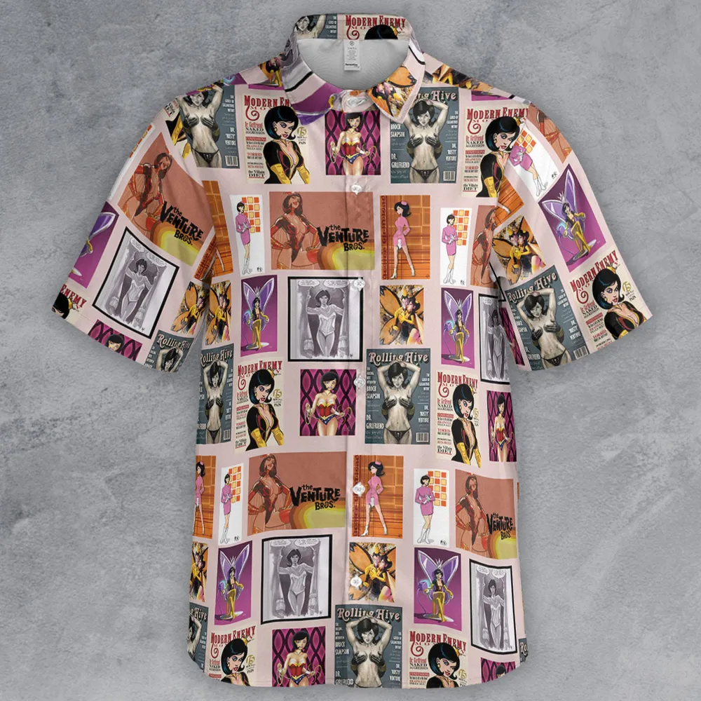 Dr. Mrs. The Monarch The Venture Bros. Magazine Poses Button Down Shirt - 2