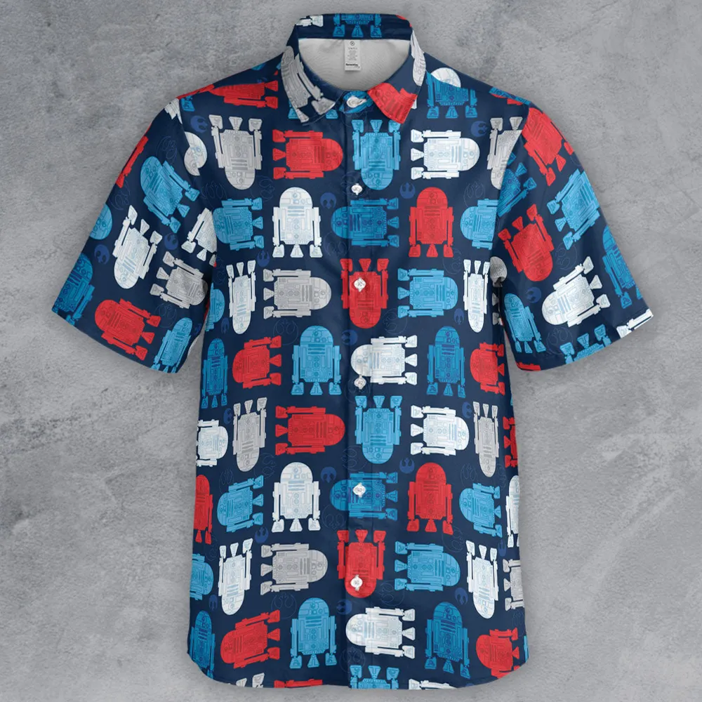 R2-D2 Star Wars 4th of July Pattern Button Down Shirt - 2