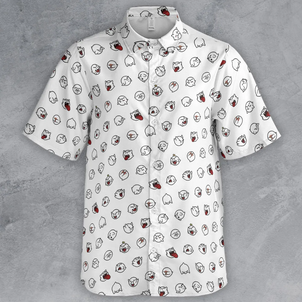Super Mario Boo Pattern Button Down Shirt - 2