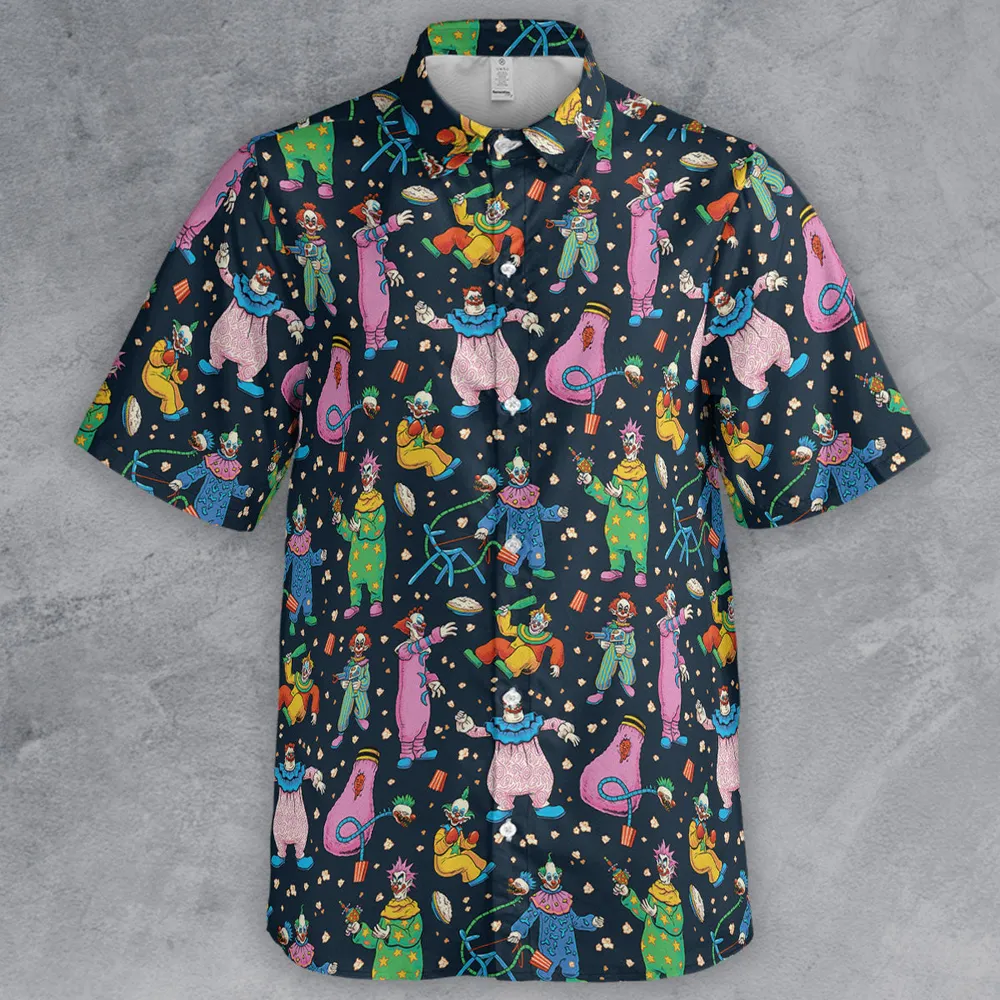 Clowns Popcorn Killer Klowns from Outer Space Pattern Button Down Shirt - 2