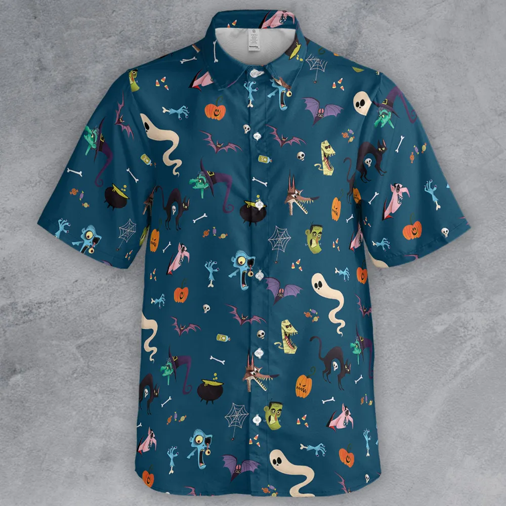Cute Spooky Classic Monster Button Down Shirt - 2