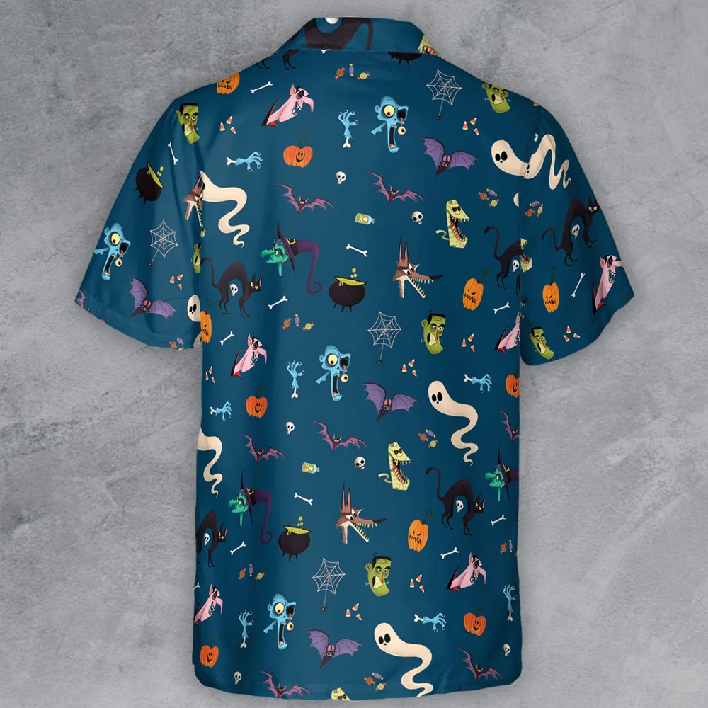 Cute Spooky Classic Monster Button Down Shirt - 3