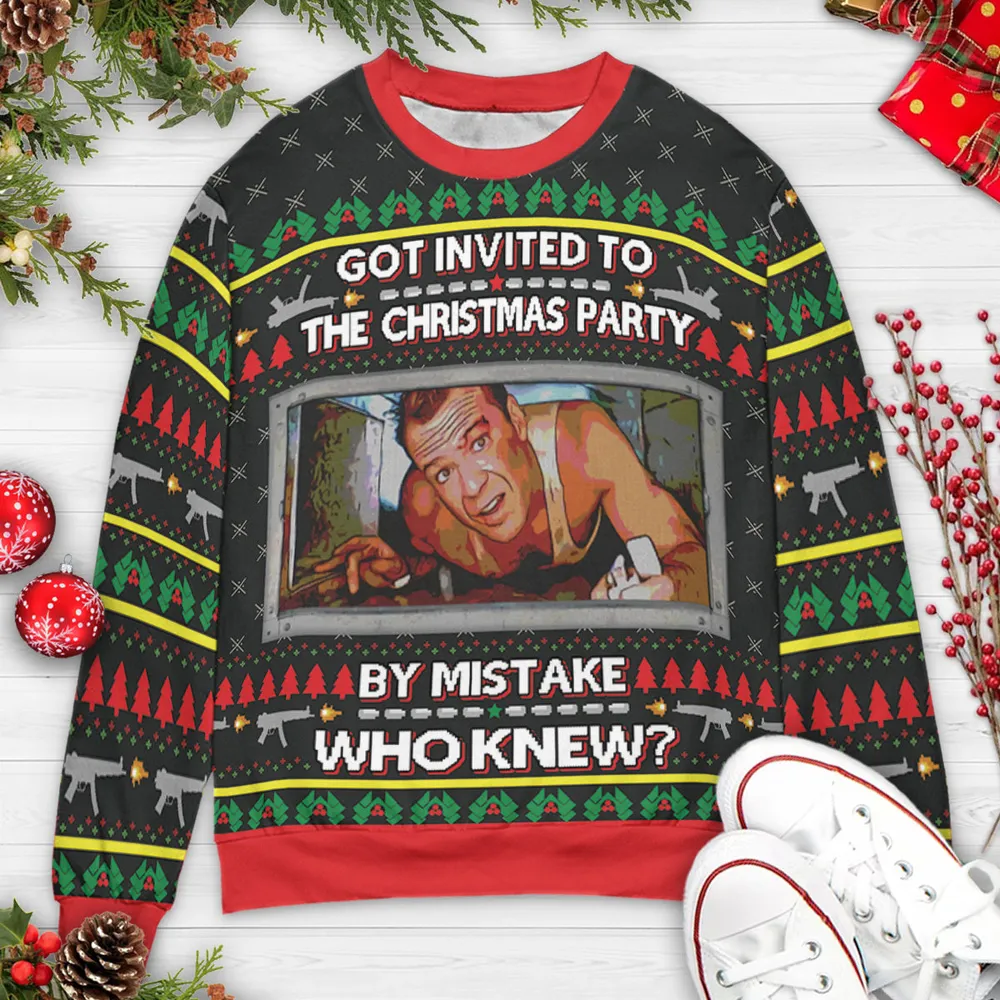 Invited To The Christmas Party Die Hard Ugly Christmas Sweatshirt - 3