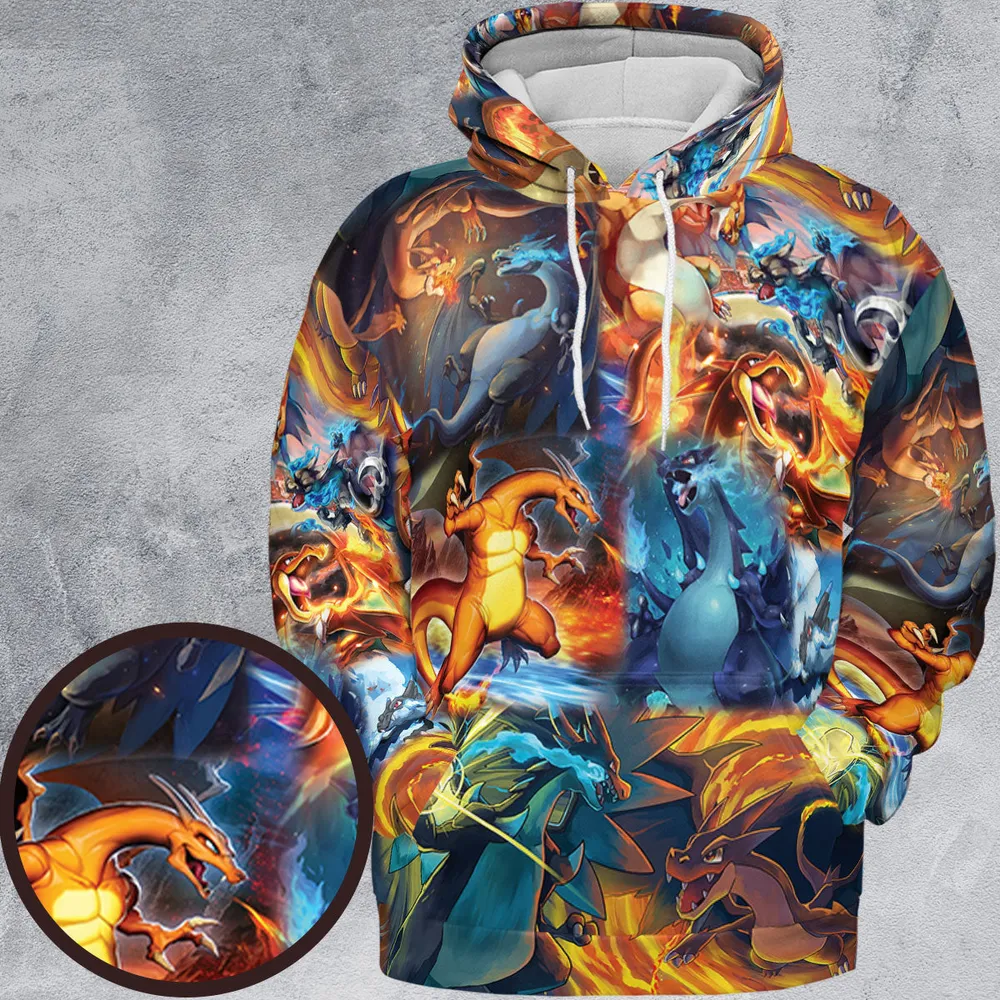 Charizard Ice Fire Dragon Combat All-over Print Hoodie - 2
