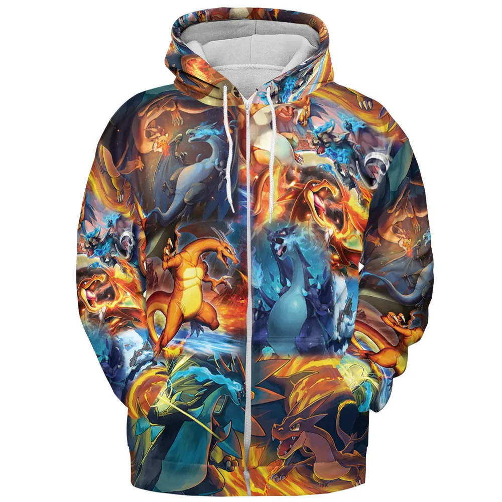 Charizard Ice Fire Dragon Combat All-over Print Hoodie - 4